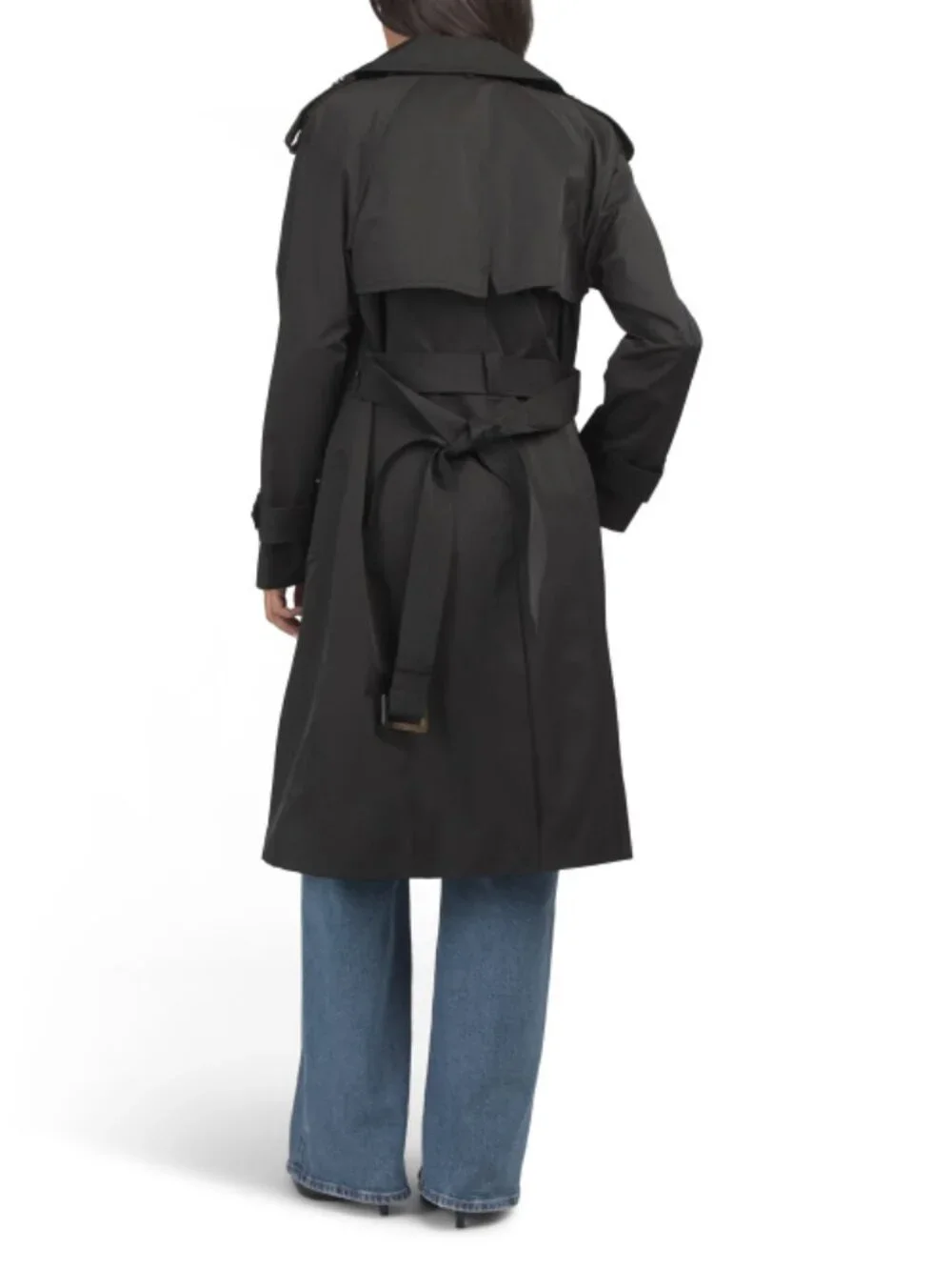 LONDON FOG Long Belted Trench Coat With Detachable Hood